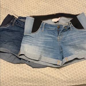 Denim maternity shorts